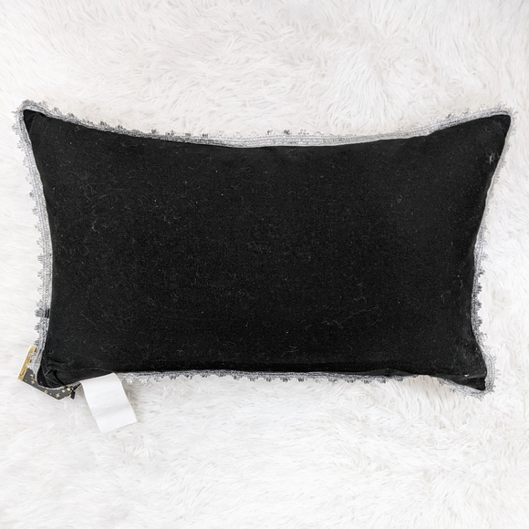 Salem's Haunting Boo White and Black Sequin Halloween Lumbar Pillow - Picture 4 of 7
